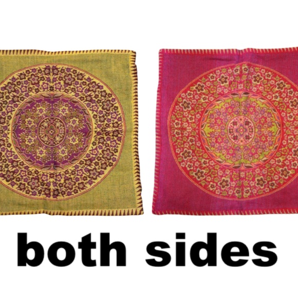 pillow cover SURYA wool weave floral 19x19 zip close NWT 1 cover boho hippie - Picture 3 of 11